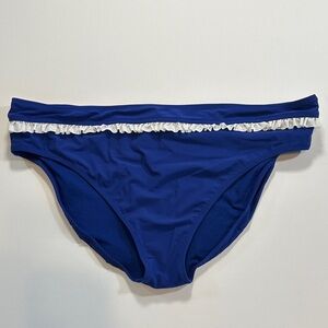 Blue Ruffled Profile High-Waist Bikini Bottom NWOT Size 16